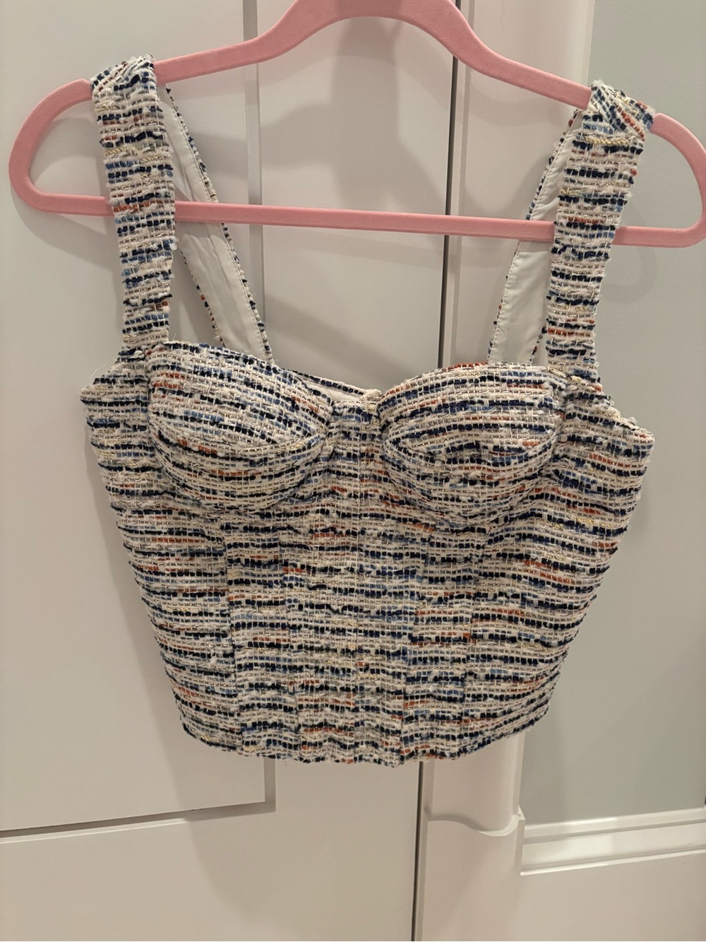 Textured Striped Tweed Crop Top